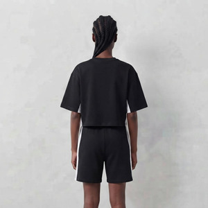 Ensemble court pour femme en coton 100 %, style décontracté été, broderie personnalisée, logo, streetwear bicolore, confortable, hip hop, ensemble 2 pièces. - Product Image 2