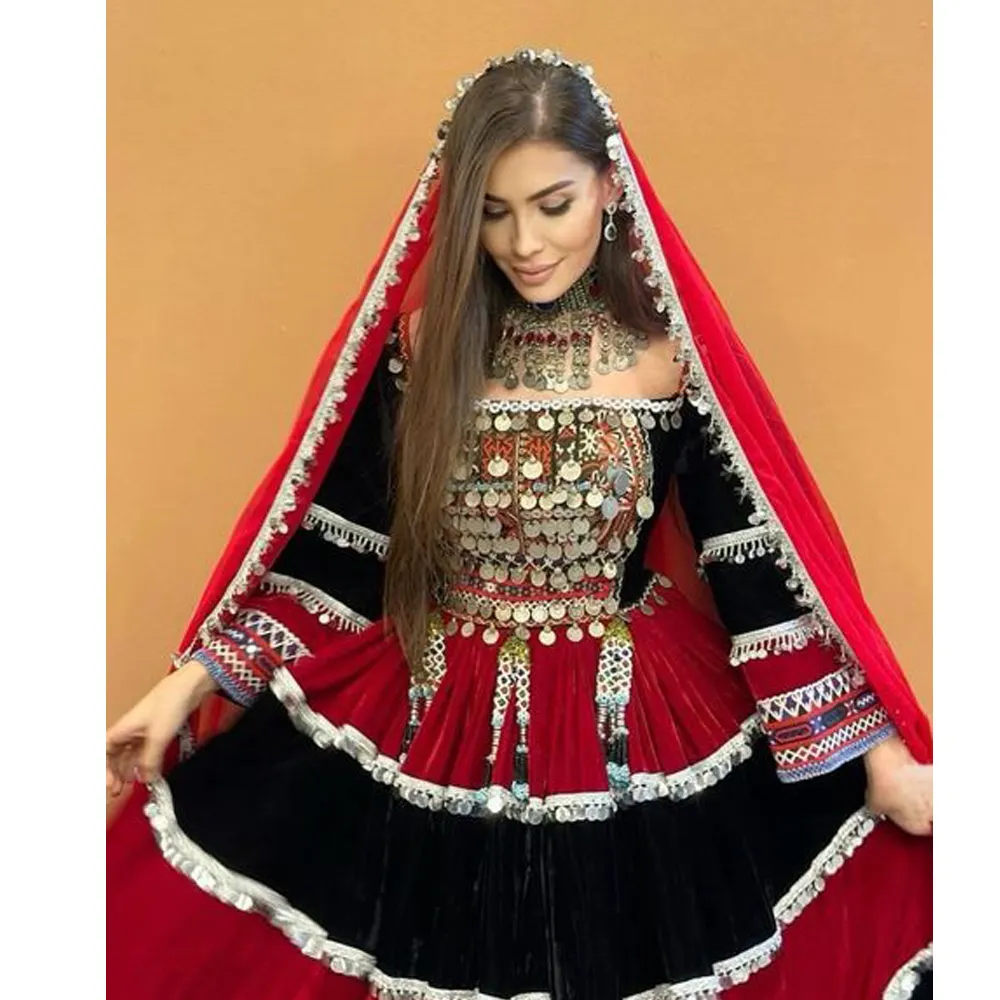 Aantrekkelijk Uitziende Meisjes Fancy Model Afghani Dansen & Bruiloft Materiaal Afghani Jurk Lange Mouwen Te Koop Afghaanse Jurk