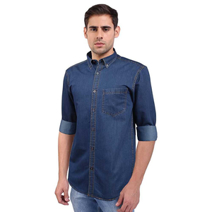 Chemise en jean bleu classique pour hommes Vêtements décontractés Chemise en jean pour hommes faite à la main avec tissu de qualité supérieure Chemise en jean en coton doux - Product Image 3