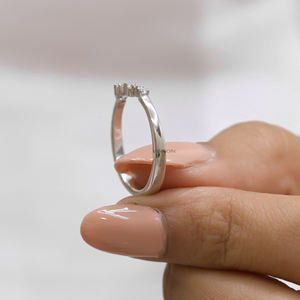 Bague de mariage en diamant Moissanite coupe brillante ronde 0.26 CT, bague de mariée assortie empilable pour femme - Product Image 5