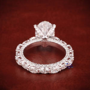 แหวนหมั้นเพชรโมอิสสีทองขาวบริสุทธิ์สำหรับผู้หญิง14KT ความใสระดับสุดยอด - Product Image 4