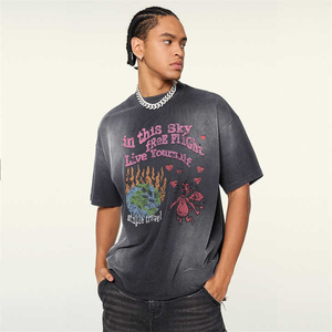 Nueva Camiseta de Verano 2025, la Más Vendida, Personalizada, de Alta Calidad, Ajustada, Estilo Urbano, para Hombre, Lavada al Ácido, Transpirable, de Seda/Algodón - Product Image 3