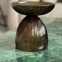 Vase en verre cristal taillé à la main, design moderne, écologique, à large ouverture et léger, pour mariage, Diwali, décoration intérieure