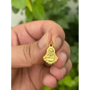 Colgante de Buda Sonriente en Plata 925, Amuleto Religioso con Diamantes y Perlas, Estilo Geométrico Hip-Hop para Regalo - Product Image 2