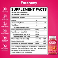 Gummies CoQ10 250mg Oméga-3 Vitamine B3 Zinc Magnésium Sans Sucre Végétaliennes Santé Cardiaque Énergie Cellulaire Saveur Pêche 60 Unités