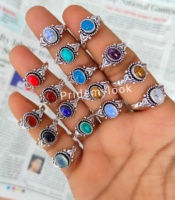 Bagues de mode en gros les plus tendances Mélange naturel de pierres précieuses Plaqué argent sterling Étanche Bijoux en laiton Fine Gift Purpose 009