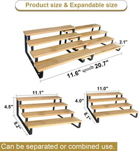 4 Tier Expandable Bamboo <b>Spice</b> <b>Rack</b> Cabinet Step Shelf Organizer for Kitchen Pantry Countertop <b>Cupboard</b> - Product Image 5
