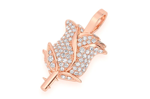 Pendentif en argent sterling 925 entièrement serti de diamants, design rose, fait à la main, bijoux de mode en moissanite, pendentif floral pour femmes - Product Image 6