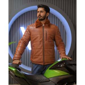 Veste matelassée en cuir classique vintage Sf11, marron ionique, imperméable, fermeture éclair, décoration à pompons, motif brodé, tailles XL à 6XL - Product Image 1