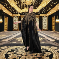 Abayas en Georgette Faites à la Main Exclusives et Sexy pour Femmes, Grande Taille, Manches Larges, Broderies sur le Devant, Robe Kaftan Longue pour Soirée, Adultes