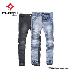 Men's Patchwork Biker Jeans for Motorcycle Slim Skinny Zippers Black Stretch Denim Pants Breathable Denim Cloth Biker Jeans - Product Image 2