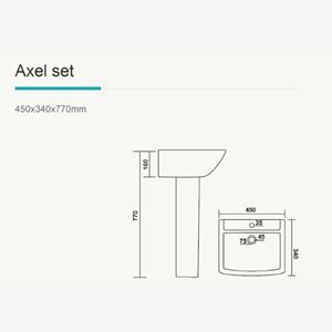 AxelElite Lavabo en céramique blanc moderne avec robinet à levier, standard CUPC, égouttoir d'évier, plaqué or, encastrable, commercial - Product Image 2
