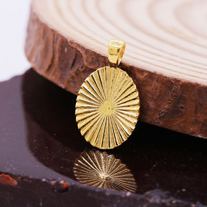 Colgante con Forma de Sol Ovalado, Bañado en Oro, con Engaste de Bisel, Plata de Ley 925, Joyería de Moda para Mujer, para Todas las Ocasiones, Venta al por Mayor - Product Image 1
