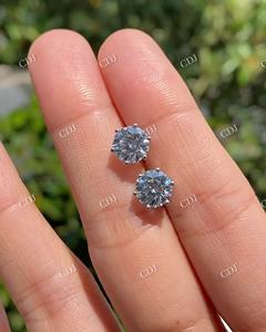 Classique Vintage mode bijoux Moissanite coupe ronde boucles d'oreilles pour les femmes de haute qualité fait à la main diamant solide boucles d'oreilles en or - Product Image 2