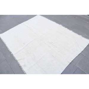 พรมวินเทจขนาด 6.2x5 ฟุต พรมขนสัตว์ตุรกีขอบสีขาว - Product Image 1