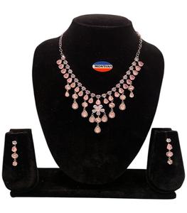 Collier et boucles d'oreilles AD en acier inoxydable de qualité supérieure avec diamant pour femme-Style vintage pour les occasions cadeaux - Product Image 1