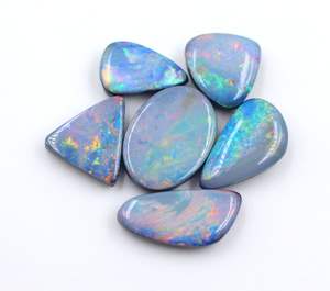 6 pièces d'opale australienne naturelle Doublet pierres précieuses Cabochon multicolore pleine pierre de feu en blanc noir argent perles en vrac pierres précieuses - Product Image 2