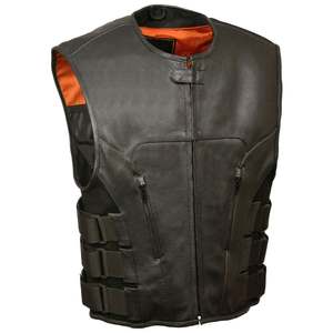 Chaleco transpirable de cuero negro de alta calidad para hombre Chaleco de motocicleta calentado de invierno sin mangas de talla grande con bolsillos delanteros - Product Image 4