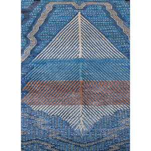 Tapis en laine et soie de bambou noué à la main à motif géométrique bleu Freedom Manchaha pour la décoration de la maison et du salon - Les-8329 - Product Image 3