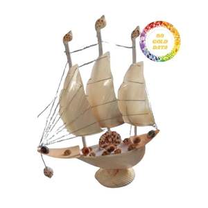 Productos calientes de primera calidad, modelo de barco de concha marina, artesanías decorativas hechas a mano, arte único de Vietnam - Product Image 4
