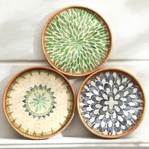 ถาดเสิร์ฟไม้ถูพื้นหวายทนทานถาดใส่เครื่องดื่มโมเสคทำด้วยมือถาดใส่จานไข่มุก - Product Image 4