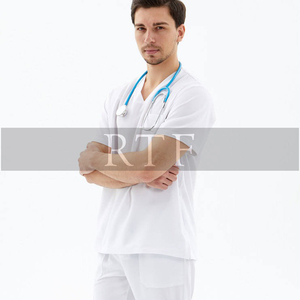 Pantalon uniforme de médecins médicaux d'automne avec taille élastique manches longues tissus de marque privée de brut à fin - Product Image 3