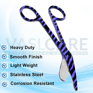 Vaslcare Vintage Abstract Pattern Handle Bandage Ciseaux en acier inoxydable avec lames tranchantes à pointe émoussée à des fins médicales - Product Image 4