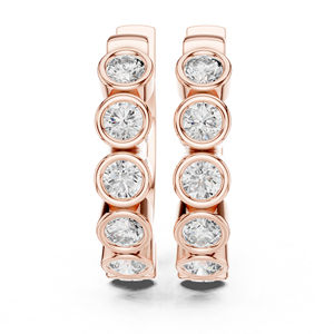 14K Rose Gold Office Wear <b>Earrings</b> with Round Lab-Grown Diamonds for Women Minimalist Luxury Certified Everyday Elegant <b>Fine</b> - Product Image 1