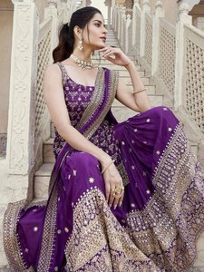 Ensemble Salwar Kameez Sharara Plazzo élégant pour femme, style traditionnel, séchage rapide, coupe classique, toutes saisons, décontracté, pour fêtes - Product Image 4