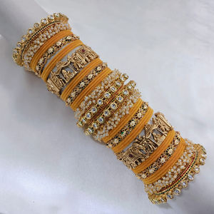 กำไลกำมะหยี่พรีเมี่ยมชุบทองไข่มุกและหิน pota เครื่องประดับตามเทศกาลแบบดั้งเดิม - Product Image 3