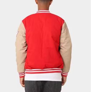 Custom Mens Varsity Chaquetas Logotipo personalizado Streetwear Bordado Bomber Chaquetas Pu Mangas de cuero - Product Image 5