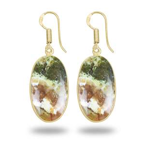 Boucles d'oreilles élégantes en calcédoine pour femmes, bijoux tendance pour mariage et soirée, style simple et classique, calcédoine chromée plaquée or 18 carats, bijoux fins - Product Image 4