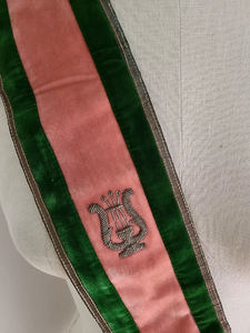 Masonic Regalia Order Of Eastern Star Worthy Matron Sash Purple Velvet & Golden Fringe Lace Borders Ronpex - Product Image 2