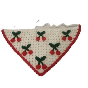 Écharpe carrée au crochet faite main sur mesure pour femme adulte, style voyage, en coton, motif bandana cerise marguerite rayé - Product Image 2