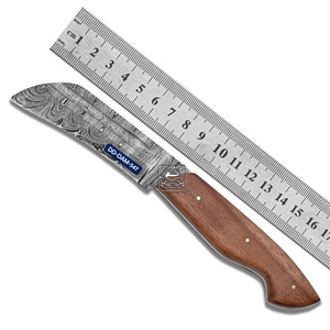 ปลอกหนังแกะลายนูนมีดล่าสัตว์ทำด้วยมือด้ามไม้มะฮอกกานีใบมีดเหล็กสลักด้วยเลเซอร์ - Product Image 4