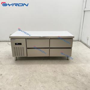 Meja kerja dapur komersial baja tahan karat dengan peralatan kulkas pendingin udara di bawah konter - Product Image 1