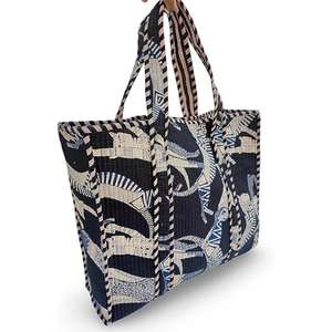 Sac fourre-tout en coton matelassé indien fait à la main pour femmes sac durable sangles confortables couleur unie imprimé épaule quotidien - Product Image 3