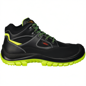 Botas de Seguridad Tibetanas S3 EN20345 de Cuero, Talla 44, Negro/Verde Neón - Fitness Safety Remembered - Product Image 2