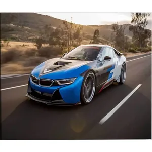 Fida Blue BMW i8 traversant une route de campagne, impression sur toile - Product Image 6