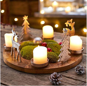 Belle couronne de l'avent en métal bois de renne marron et argent décoration de Noël simple pour l'usine de décoration de table de rebord de fenêtre de table - Product Image 3