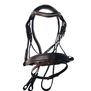 Brida de Cuero Personalizada de Alta Calidad al por Mayor, Banda para la Frente Acolchada, Banda para la Nariz, Diseño de Cristal, Ajustable, Ecuestre Inglesa Personalizada - Product Image 1