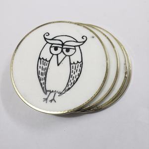 ที่รองแก้วลายหินอ่อนธรรมชาติสีขาวสวยกำหนดโลโก้ - Product Image 4