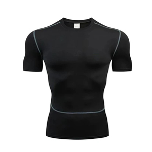 T-shirt de compression athlétique pour homme Saleh Enterprises, manches courtes, polyester et élasthanne de qualité supérieure, séchage rapide, coupe ajustée, uni, fitness - Product Image 2