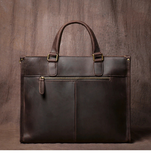 Maletín de Cuero para Portátil, Estilo Coreano Vintage, Bandolera, Estilo Clásico, Gran Capacidad, Cierre de Cremallera, para Oficina - Product Image 2