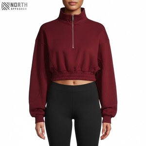 Último diseño de moda pulóver recortado con capucha para mujer 100% algodón logotipo personalizado nuevo Crop Top para niñas sudaderas con capucha reversibles - Product Image 1