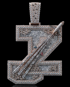 Collar con Colgante de Signo de Dólar Personalizado con Diamantes Estilo Baguette, Collar de Lujo Hip Hop con Dijes de Dinero - Product Image 1