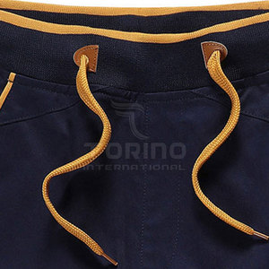 Shorts de bain décontractés pour hommes du meilleur fabricant, 100 % coton, séchage rapide, couleur unie, toile de haute qualité, taille mi-haute avec cordon de serrage - Product Image 3