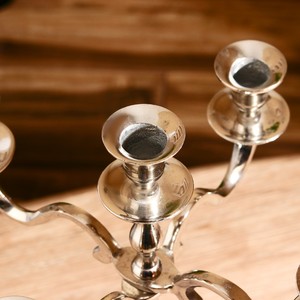 เชิงเทียนเชิงเทียนอลูมิเนียมสีเงิน5แขนสำหรับงานแต่งงานของตกแต่งชิ้นกลางโต๊ะ36ซม. - Product Image 5