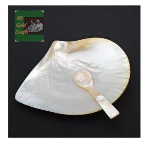 จานเปลือกไข่มุกสีเหลืองทำด้วยมือสำหรับใส่จานคาเวียร์ - Product Image 2