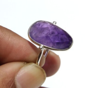 Anillo de Lujo de Plata de Ley 925 con Gema de Amatista Púrpura Natural Facetada, Joyería para Hombres y Mujeres para Usar en Fiestas